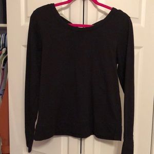 Black activewear sweatshirt with open back detail